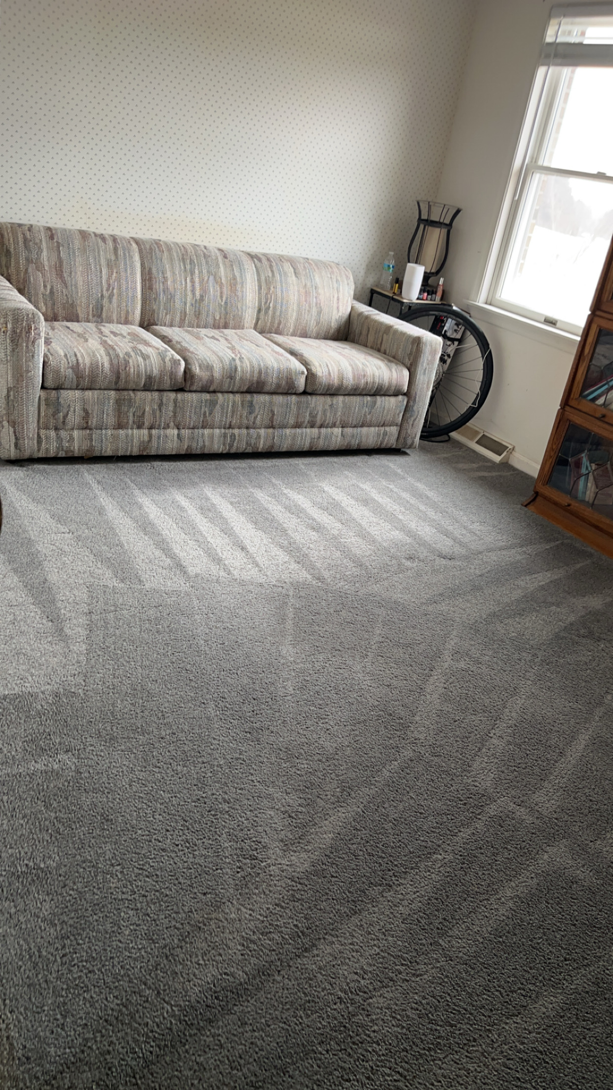 Freshly cleaned residential carpet after Eco-Dry steam extraction