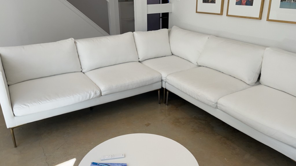 White sectional sofa after professional upholstery cleaning