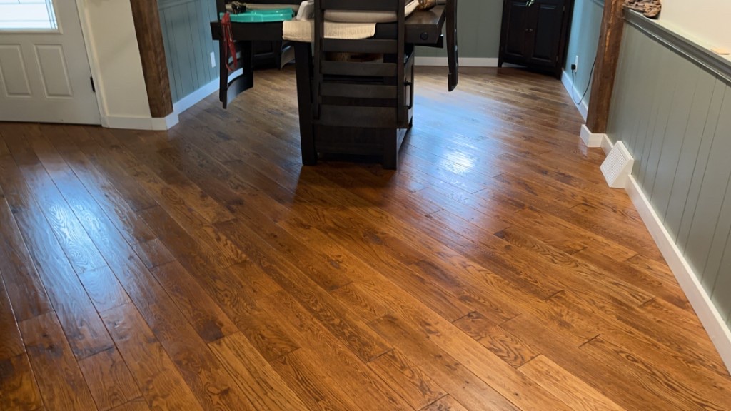 Hardwood floor cleaning on site in a Baltimore area home