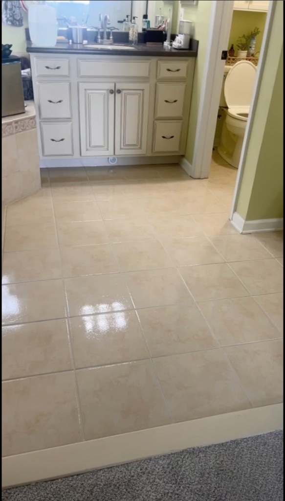 Clean bathroom tile and grout after professional cleaning